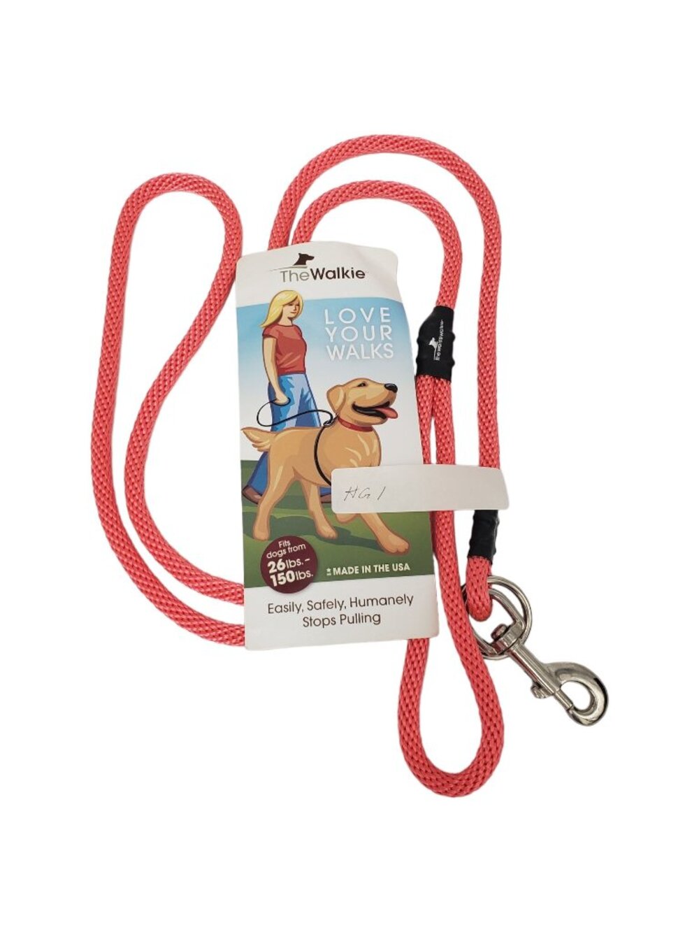 The Walkie Stops Pulling Dog Leash Large Red For 26-150 lbs USA